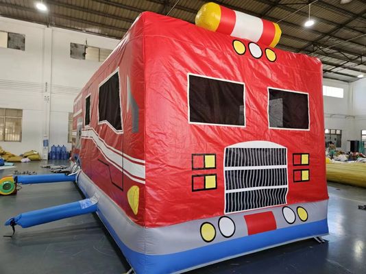 Красный и синий надувный автомобиль Отскакивающий дом Пожарная машина Прыгающий замок