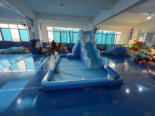 Полиэстер Oxford Inflatable Blue Water Slide With Ocean Balls For Kids Веселый парк