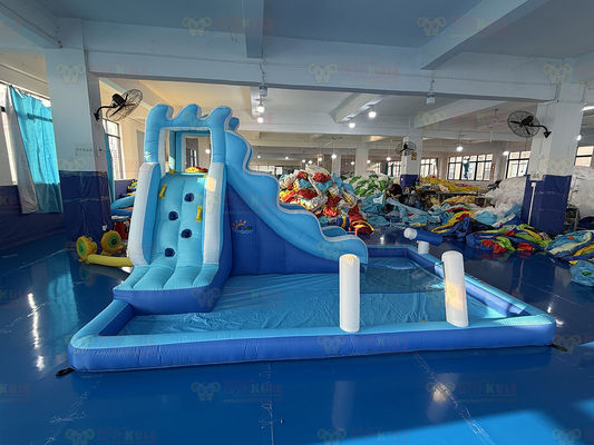 Полиэстер Oxford Inflatable Blue Water Slide With Ocean Balls For Kids Веселый парк
