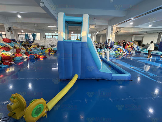 Полиэстер Oxford Inflatable Blue Water Slide With Ocean Balls For Kids Веселый парк